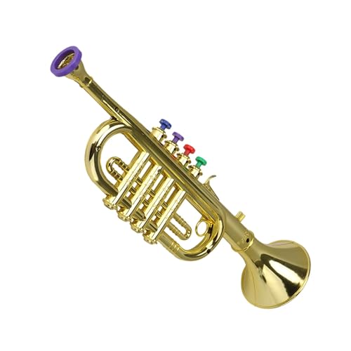 Trompetenspielzeug - Musikspielzeug Trompete, Hornmusikinstrument | Simulations-Requisiteninstrumente mit 4-Ton-Horn, interaktive Spielzeugtrompete mit Lichtern und Geräuschen für das Rhythmustraining von Generisch