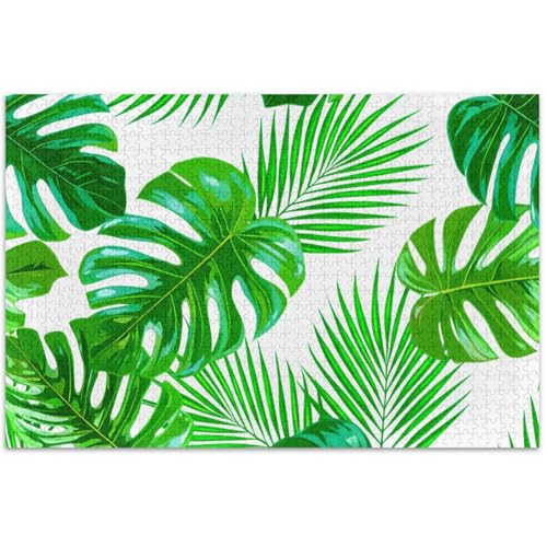 Tropische Monstera-Puzzles mit Palmenblättern, Grün, 500 Teile für Erwachsene, Tierkunstmalerei, individuelles Kunst-Puzzle, Geschenke für Puzzle-Liebhaber, 500 x 37 cm von Generisch