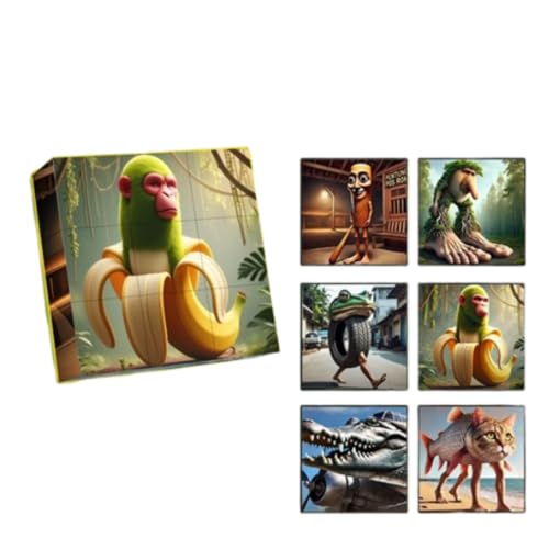 Tung Sahur Stick Man Magnetic Block Puzzle Italian Brain, Funny Tung Sahur Toy for Kids and Adults, 16 Pieces Puzzle to Piece 6 Different Patterns von Generisch