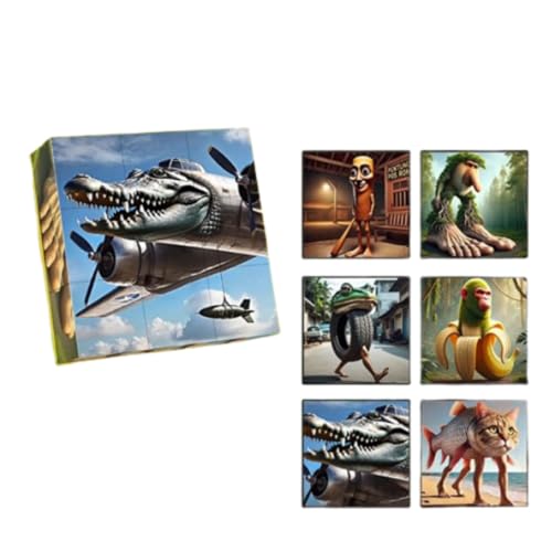 Tung Sahur Stick Man Magnetic Block Puzzle Italian Brain, Funny Tung Sahur Toy for Kids and Adults, 16 Pieces Puzzle to Piece 6 Different Patterns von Generisch