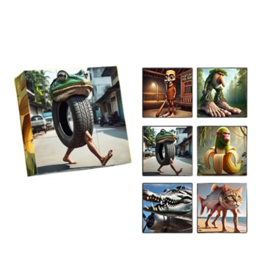 Tung Sahur Stick Man Magnetic Block Puzzle Italian Brain, Funny Tung Sahur Toy for Kids and Adults, 16 Pieces Puzzle to Piece 6 Different Patterns von Generisch
