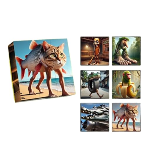 Tung Sahur Stick Man Magnetic Block Puzzle Italian Brain, Funny Tung Sahur Toy for Kids and Adults, 16 Pieces Puzzle to Piece 6 Different Patterns von Generisch