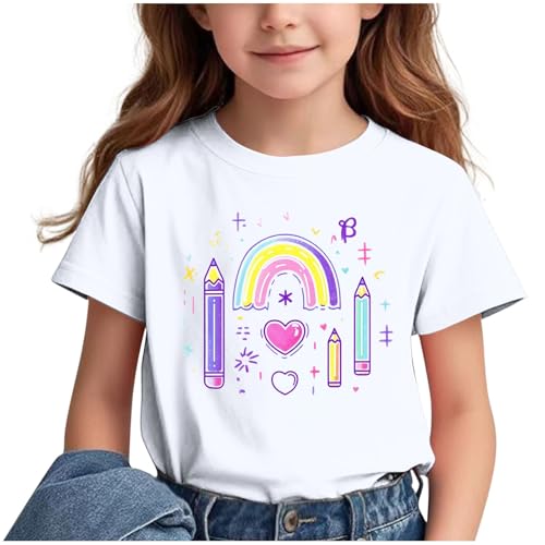 Tunika-Tops für Mädchen, lässig, übergroßes Hemd, Rundhalsausschnitt, Teenagerkleidung, kurzärmelig, Blusen, Uk, Neon-Bleistift, Grafik-T-Shirt, Kinder, lockere Passform, Schulkleidung Tunika-Tops für Mädchen, lässig, übergroßes Hemd, Rundhalsausschnitt, Teenagerkleidung, kurzärmelig, Blusen, Uk, Neon-Bleistift, Grafik-T-Shirt, Kinder, lockere Passform, Schulkleidung von Generisch