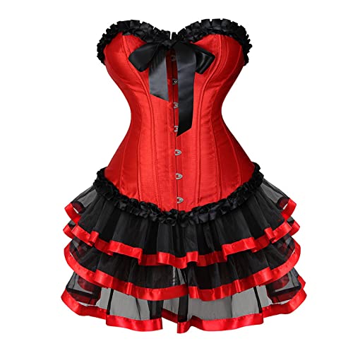 Übergröße Gothic Kleider für Frauen Damenkleid Boden Cosplay Mittelalter Damen Länge Vintage Gothic Spitzenkleid Shapwear Kurz Mittelalter Kostüm Damen, rot, XXL Übergröße Gothic Kleider für Frauen Damenkleid Boden Cosplay Mittelalter Damen Länge Vintage Gothic Spitzenkleid Shapwear Kurz Mittelalter Kostüm Damen, rot, XXL von Generisch