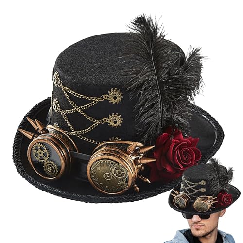 Unisex Piraten-Stil Steampunk Zylinder Hut Mit Brille Steampunk Cosplay Karneval Halloween Kostüm Zubehör Für Damen Herren,Steampunk Zylinder Hut Mit Brille, Hut Punk Mit Brille, Herren Gothic Unisex Piraten-Stil Steampunk Zylinder Hut Mit Brille Steampunk Cosplay Karneval Halloween Kostüm Zubehör Für Damen Herren,Steampunk Zylinder Hut Mit Brille, Hut Punk Mit Brille, Herren Gothic von Generisch