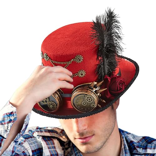 Unisex Piraten-Stil Steampunk Zylinder Hut Mit Brille Steampunk Cosplay Karneval Halloween Kostüm Zubehör Für Damen Herren,Steampunk Zylinder Hut Mit Brille, Hut Punk Mit Brille, Herren Gothic Unisex Piraten-Stil Steampunk Zylinder Hut Mit Brille Steampunk Cosplay Karneval Halloween Kostüm Zubehör Für Damen Herren,Steampunk Zylinder Hut Mit Brille, Hut Punk Mit Brille, Herren Gothic von Generisch