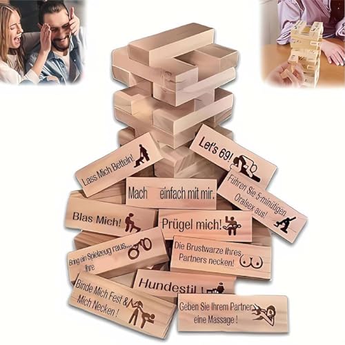 Valentine's Date Night Tumbling Tower Stacking Blocks Game, 48Pcs Super Naughty Block Tower Game for Couples, Adults Party Games & Romantic Gifts, German Valentine's Date Night Tumbling Tower Stacking Blocks Game, 48Pcs Super Naughty Block Tower Game for Couples, Adults Party Games & Romantic Gifts, German von Generisch