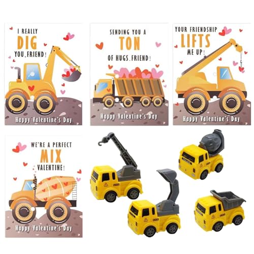 Valentinstag Karte Für Kinder Schule, Jungs, 4 Karten Valentinstag Mit Bagger Spielzeug, Klassenzimmer Geschenkaustausch Valentinstag Karte Für Kinder Schule, Jungs, 4 Karten Valentinstag Mit Bagger Spielzeug, Klassenzimmer Geschenkaustausch von Generisch