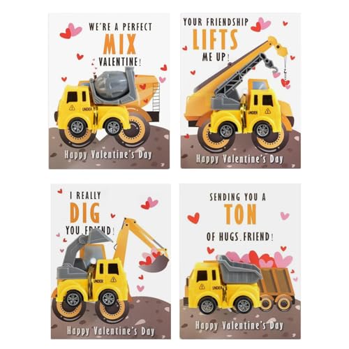 Valentinstagskarten für Kinder, Klassenzimmer, Baufahrzeuge, Spielzeugkarten, Großpackung,4 Baufahrzeuge Spielzeug Valentinstagskarten 4 Stück Karten - Niedliche Fahrzeuge im Vorschulalter, Spielzeugk Valentinstagskarten für Kinder, Klassenzimmer, Baufahrzeuge, Spielzeugkarten, Großpackung,4 Baufahrzeuge Spielzeug Valentinstagskarten 4 Stück Karten - Niedliche Fahrzeuge im Vorschulalter, Spielzeugk von Generisch