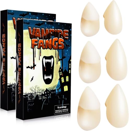 Vampirzähne, 3 Paar Halloween Vampirzähne Cosplay Vampir Fangs-Set 3 Größen mit 1 Tube Zahnpellets Klebstoff, falsche Zahnprothesen für Cosplay Requisiten Halloween Party Vampirzähne, 3 Paar Halloween Vampirzähne Cosplay Vampir Fangs-Set 3 Größen mit 1 Tube Zahnpellets Klebstoff, falsche Zahnprothesen für Cosplay Requisiten Halloween Party von Generisch