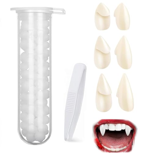 Vampirzähne Zähne 3 Paar 3 Größen Zähne mit Kleber und Pinzette, Vampirzähne gefälschte Zähne Halloween-Dekorationen Party Cosplay Requisiten Werwolf Zähne Vampir-Zahnersatz Partygeschenke Maskerade von Generisch