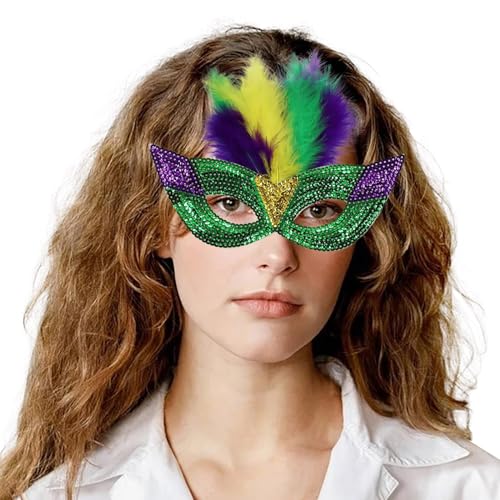 Venezianische Karnevalskostüme für Damen, Glitzer, Kunstfedern, Karnevalsmasken für Maskenball, Partyzubehör, Maske für Maskerade, Party-Outfit, Stirnbänder, 2025 Madi Gras Kostüm Venezianische Karnevalskostüme für Damen, Glitzer, Kunstfedern, Karnevalsmasken für Maskenball, Partyzubehör, Maske für Maskerade, Party-Outfit, Stirnbänder, 2025 Madi Gras Kostüm von Generisch