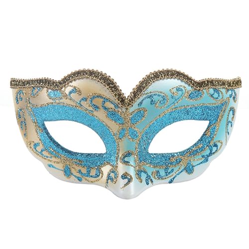 Venezianische Maske Karneval Party Kostüm Augenmaske Halbmaske Mottoparty Maskenball Masken Damen Herren Abendkleid Tanz Ball Party Himmelblau von Generisch
