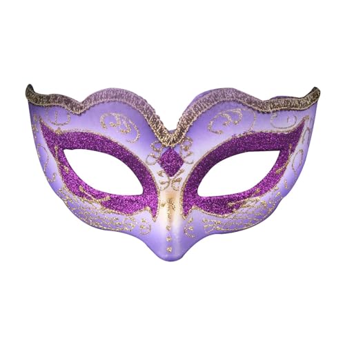 Venezianische Maske Karneval Party Kostüm Augenmaske Halbmaske Mottoparty Maskenball Masken Damen Herren Abendkleid Tanz Ball Party Lila von Generisch
