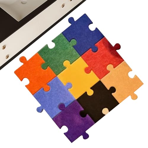Verbundbodenmatten, 12-teilige Verbindbare 3D Regenbogenfarben Puzzle Filzmatte, rutschfeste Spieldecke Für Kinder Baby Kleinkinder Wohnzimmer Spielzimmer Kinderzimmer Wanddekoration von Generisch
