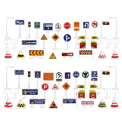 Verkehrszeichen-Spielzeug, kleines Verkehrszeichen-Set|Kleines Verkehrszeichen-Spielzeug für Kinder | Puzzle Erleuchtung Parkszene Wegweiser Spielzeug für Auto, Reisen, Outdoor, Zuhause und Schule von Generisch