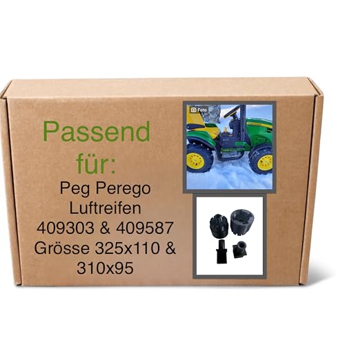Verstärkte Adapter für Rolly Toys Luftreifen 409303, 409587 und 409181 (325x110 & 310x95) auf Peg Perego John Deere Ground Force und Ground Loader von Generisch