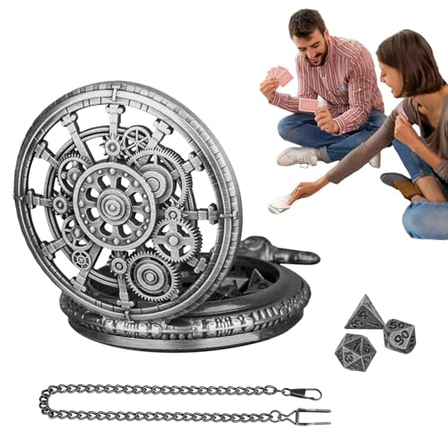 Vintage Pocket Watch Dice - Rollenspielspiel Polyedrisch -Set, antike Metal -Tabletop | Einzigartiges Sammler -RPG -Zubehör für Dungeons von Generisch