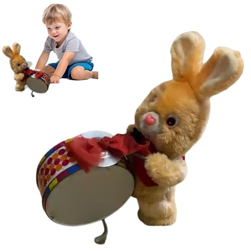Vintage-Trommel-Animatronic – Elektronischer Retro-Musikbegleiter mit Lauf- und Ambient-Soundeffekten | Sammlerstück für den Schreibtisch – ideal für Musikliebhaber von Generisch