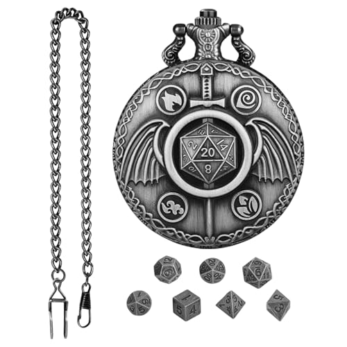 Vintage Würfel Taschenuhr,Rollenspiel Würfel,Lustige Vintage Würfel Steampunk Brettspiele - Exquisites Würfelset im Retro-Stil zum Spielen von Würfeln für Partys und Picknicks von Generisch