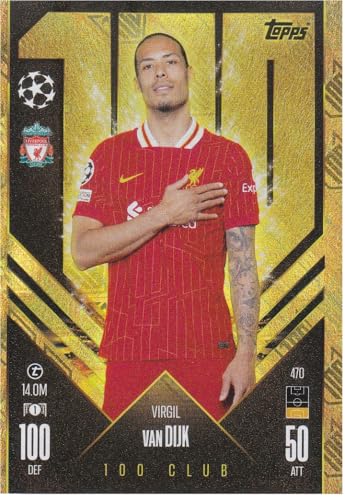Virgil Van Dijk Liverpool t 14.0M Topps 100 Club CL Fußball Sammelkarte 470 von Generisch