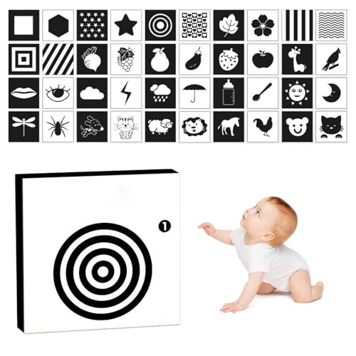 Kontrastkarten Baby – 20 doppelseitige Schwarz-Weiß Lernkarten (140x140mm, 40 Seiten) für visuelle Stimulation & Gehirnentwicklung, Lernspielzeug 0–36 Monate Kontrastkarten Baby – 20 doppelseitige Schwarz-Weiß Lernkarten (140x140mm, 40 Seiten) für visuelle Stimulation & Gehirnentwicklung, Lernspielzeug 0–36 Monate von Generisch
