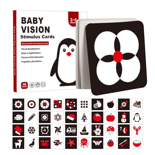 Visuelle Stimulationskarten - Hochkontrast-Lernkarten für Neugeborene | Baby Lernen 0-3 Monate | 20-teiliges Set mit 40 Bildern, Schwarz-Weiß und Farben, Dickes Sicheres Papier, Sensorische Kognitive Visuelle Stimulationskarten - Hochkontrast-Lernkarten für Neugeborene | Baby Lernen 0-3 Monate | 20-teiliges Set mit 40 Bildern, Schwarz-Weiß und Farben, Dickes Sicheres Papier, Sensorische Kognitive von Generisch
