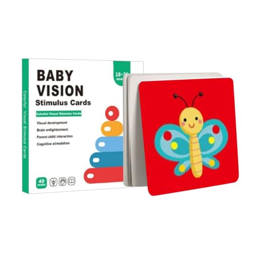 Visuelle Stimulationskarten - Hochkontrast-Lernkarten für Neugeborene | Baby Lernen 0-3 Monate | 20-teiliges Set mit 40 Bildern, Schwarz-Weiß und Farben, Dickes Sicheres Papier, Sensorische Kognitive Visuelle Stimulationskarten - Hochkontrast-Lernkarten für Neugeborene | Baby Lernen 0-3 Monate | 20-teiliges Set mit 40 Bildern, Schwarz-Weiß und Farben, Dickes Sicheres Papier, Sensorische Kognitive von Generisch