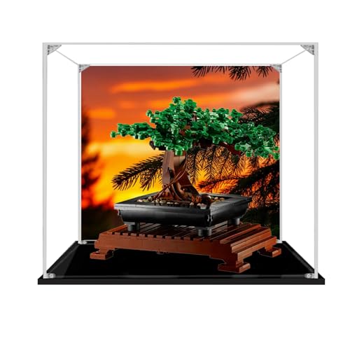 Vitrine für Lego 10281 Bonsai-Baum Display Box, Exklusive Acryl Staubdichte Vitrine Kompatibel mit Lego 10281 Set, Eingelegtes Hintergrunddesign, Kein Modell (Hintergrund B) von Generisch