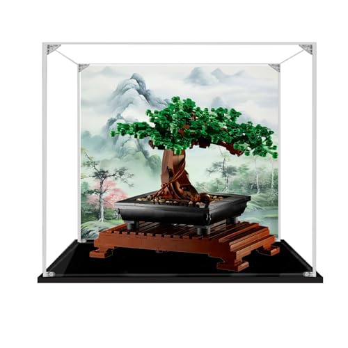 Vitrine für Lego 10281 Bonsai-Baum Display Box, Exklusive Acryl Staubdichte Vitrine Kompatibel mit Lego 10281 Set, Eingelegtes Hintergrunddesign, Kein Modell (Hintergrund C) von Generisch
