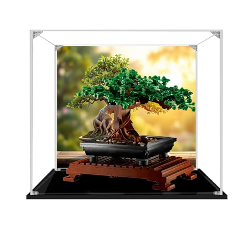 Vitrine für Lego 10281 Bonsai-Baum Display Box, Exklusive Acryl Staubdichte Vitrine Kompatibel mit Lego 10281 Set, Eingelegtes Hintergrunddesign, Kein Modell (Hintergrund D) von Generisch