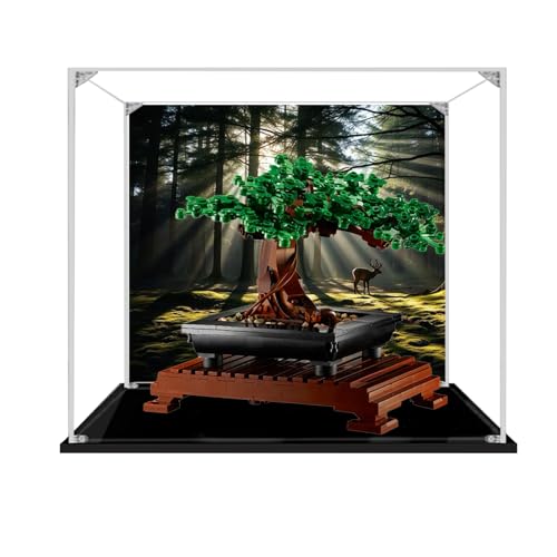Vitrine für Lego 10281 Bonsai-Baum Display Box, Exklusive Acryl Staubdichte Vitrine Kompatibel mit Lego 10281 Set, Eingelegtes Hintergrunddesign, Kein Modell (Hintergrund E) von Generisch