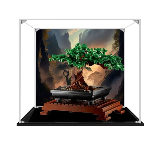 Vitrine für Lego 10281 Bonsai-Baum Display Box, Exklusive Acryl Staubdichte Vitrine Kompatibel mit Lego 10281 Set, Eingelegtes Hintergrunddesign, Kein Modell (Hintergrund G) von Generisch