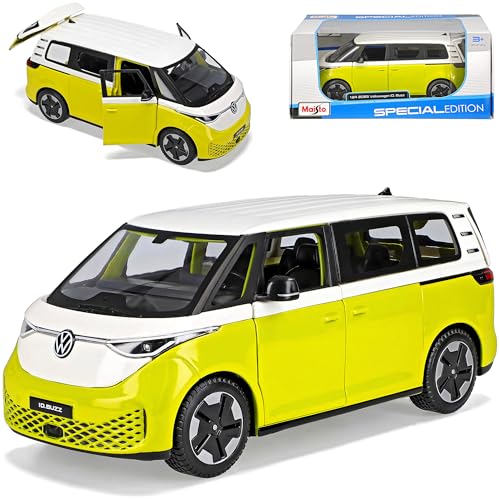 Volkwagen ID Buzz Bus Gelb Weiss Ab 2022 1/24 Modell Auto von Generisch