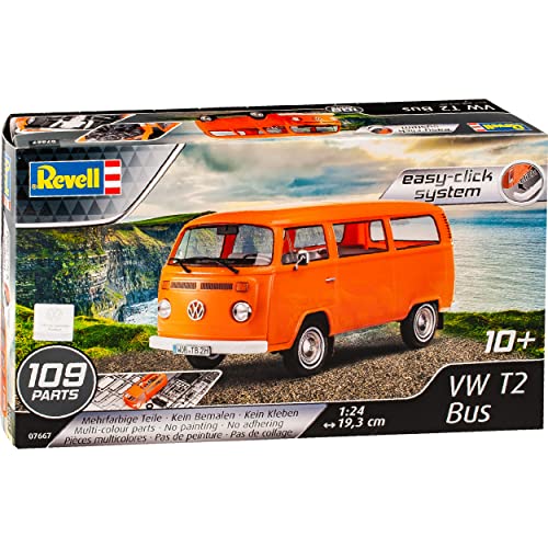 Volkwagen T2 Orange Bus Personen Transporter 1967-1979 07667 Bausatz Kit 1/24 Revell Modell Auto von Generisch