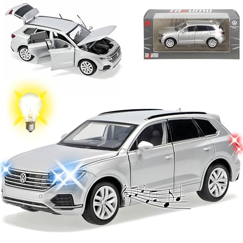 Volkwagen Tuoareg III Silber 3. Generation Ab 2018 mit Licht und Sound 1/32 Tayumo Modell Auto mit oder ohne individiuellem Wunschkennzeichen Volkwagen Tuoareg III Silber 3. Generation Ab 2018 mit Licht und Sound 1/32 Tayumo Modell Auto mit oder ohne individiuellem Wunschkennzeichen von Generisch