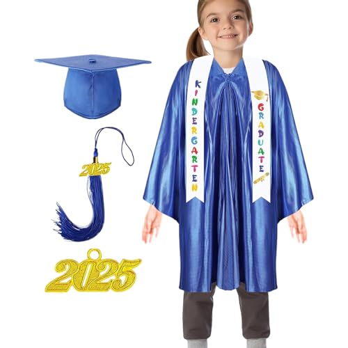 Vorschulabschlusskleid für Kinder, 2025 kleine Kinder, Abschlusskappe und Kleid, mehrfarbig, gestrickt, Junggesellenabschied, Anzug für kleine und Mädchen, blau, 30 yards Vorschulabschlusskleid für Kinder, 2025 kleine Kinder, Abschlusskappe und Kleid, mehrfarbig, gestrickt, Junggesellenabschied, Anzug für kleine und Mädchen, blau, 30 yards von Generisch
