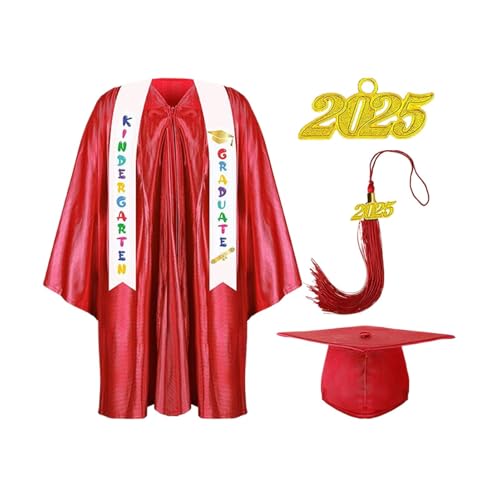 Vorschulabschlusskleid für Kinder, 2025 kleine Kinder, Abschlusskappe und Kleid, mehrfarbig, gestrickt, Junggesellenabschied, Anzug für kleine und Mädchen, rot, 24 digits von Generisch