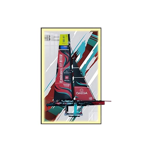Wall Display Board for Le*Go 42174 AC75 Hydrofoil Sailboat - Collectible Wall Mount for Building Block Model - Board Only (No Model Included) (B,Light) von Generisch