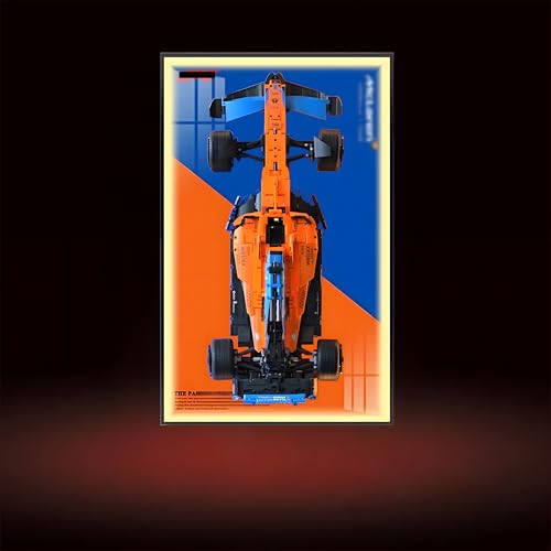 Wand-Display-Rahmen kompatibel mit L-E*G-O 42141 F1 Auto - 80 × 50 cm Wandvitrine für Technic Mc-Laren For-mula Modell, für Rennfans (Modell nicht im Lieferumfang enthalten) (A,Light) von Generisch
