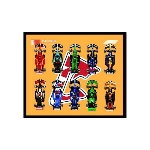 Wand-Magnet-Schautafel für L-eg-o 77242-77251 - 10-in-1 Vitrine mit Rennbahn-Hintergrund - Idee für L-eg-o & Rennsport-Fans (Bahrain) von Generisch