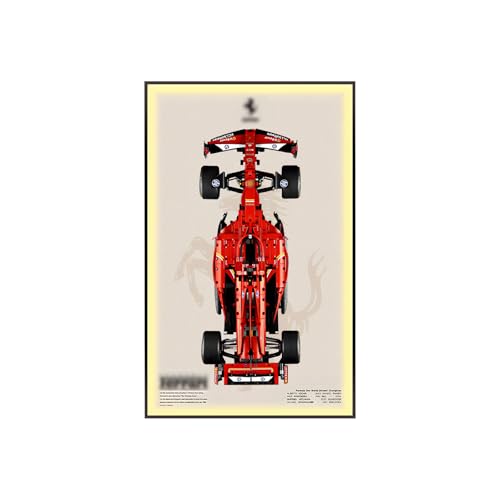 Wanddisplay Rahmen für L-e*g-o Technic für Fer-rari SF-24 F*1 Car 42207 - 80x50cm Passepartout für Supercar Modell - Geschenk für L-e*g-o Enthusiasten (nur Rahmen) (B,Light) von Generisch