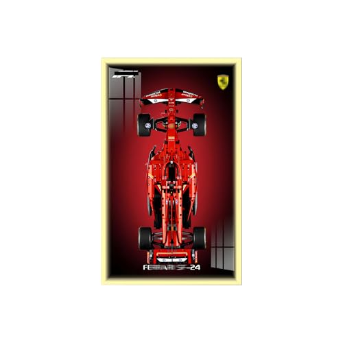 Wanddisplay für Le-go-o Technic für Fer-rari SF-24 F1 Car 42207 - kompatibler Displayrahmen für F1 Supercar Modelle - Geschenk für L-e*g-o Technic Fans - 80x50cm (nur Board) (B,Light) von Generisch