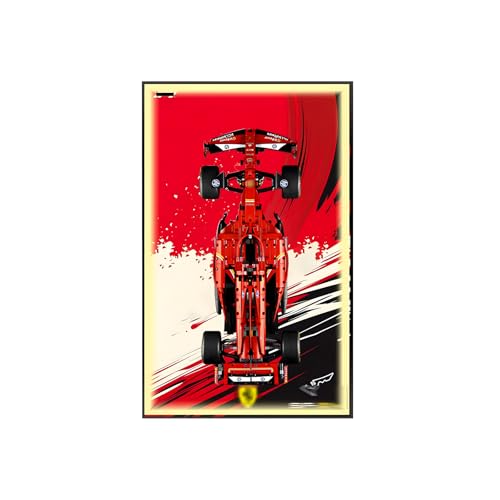 Wanddisplay für Le-go-o Technic für Fer-rari SF-24 F1 Car 42207 - kompatibler Displayrahmen für F1 Supercar Modelle - Geschenk für L-e*g-o Technic Fans - 80x50cm (nur Board) (C,Light) von Generisch