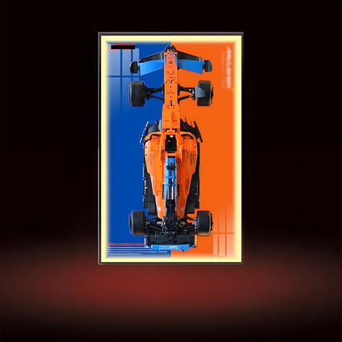 Wandhalterung Display Ständer für L-e*g-o Technic 42141 F1 Racing - Display Wand Panel Kunst Wandhalterung Rahmen kompatibel mit L-e*g-o 42141, Geschenk für Autoliebhaber - 80 x 50 cm (42141) (Licht) von Generisch