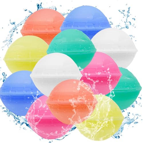 Wasserballons können wiederverwendet werden, 12-Wasserballons, schnell mit Wasser gefüllt, Silikon nicht magnetisch, geeignet für Sommerstrände, Poolpartys, Outdoor-Wasserkämpfe (12 Pcs) von Generisch