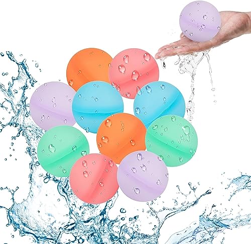 Wasserbomben Wiederverwendbar, 10 Stück Wiederverwendbare Wasserbomben, Selbstschließend Wasserbälle für Kinder Erwachsene, Wasserballons für Wasserschlachten, Wasserpark Sommer Party im Freien Wasserbomben Wiederverwendbar, 10 Stück Wiederverwendbare Wasserbomben, Selbstschließend Wasserbälle für Kinder Erwachsene, Wasserballons für Wasserschlachten, Wasserpark Sommer Party im Freien von Generisch