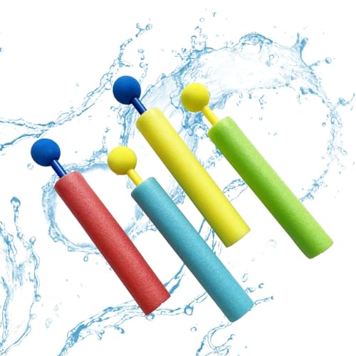 Wasserpistole Schaumstoff Kinder, Lange Wasserpistole Kinder, 4 Wasserspritzpistole Schaumstoff9-10m Reichweite, Hochpräzises Wasserkampfspielzeug für den Außenbereich für Schwimmbad, Park, Gart von Generisch