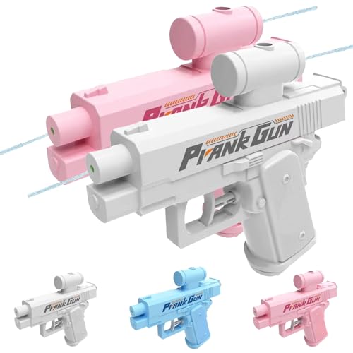 Wasserpistolen-Streich, Wasserpistolen für Erwachsene, Rückwärtsstrahl-Design, Zweiwege-Streich, Wasserschlacht-Spielzeug für Sommer-Pool-Strandpartys (Grau+Rosa) von Generisch