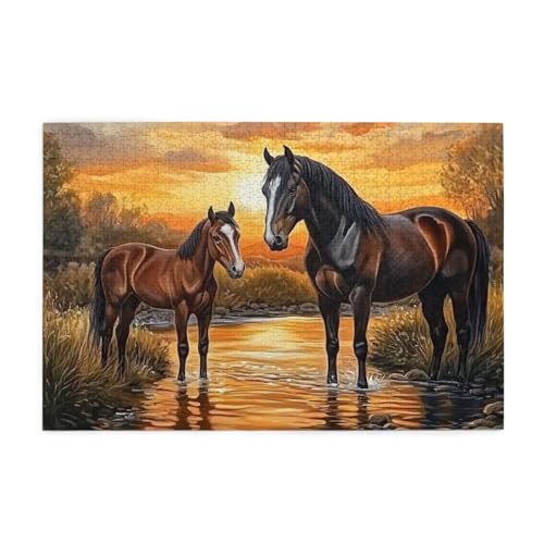 Wasserspiel Sonnenuntergang Farbtöne mit zwei Pferden 1000 Teile Puzzle für Erwachsene Holzpuzzles für Erwachsene Geschenke Heimdekoration Wasserspiel Sonnenuntergang Farbtöne mit zwei Pferden 1000 Teile Puzzle für Erwachsene Holzpuzzles für Erwachsene Geschenke Heimdekoration von Generisch